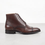 Men's Dark Brown Cap-Toe Leather Oxford Boots — Mycroft