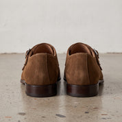 Men's Dark Brown Cap-Toe Suede Double Monk Strap Shoes — Worthington