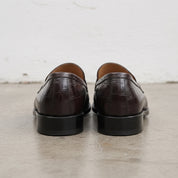 Men's Dark Brown Crocodile-Embossed Leather Penny Loafers — Duffy