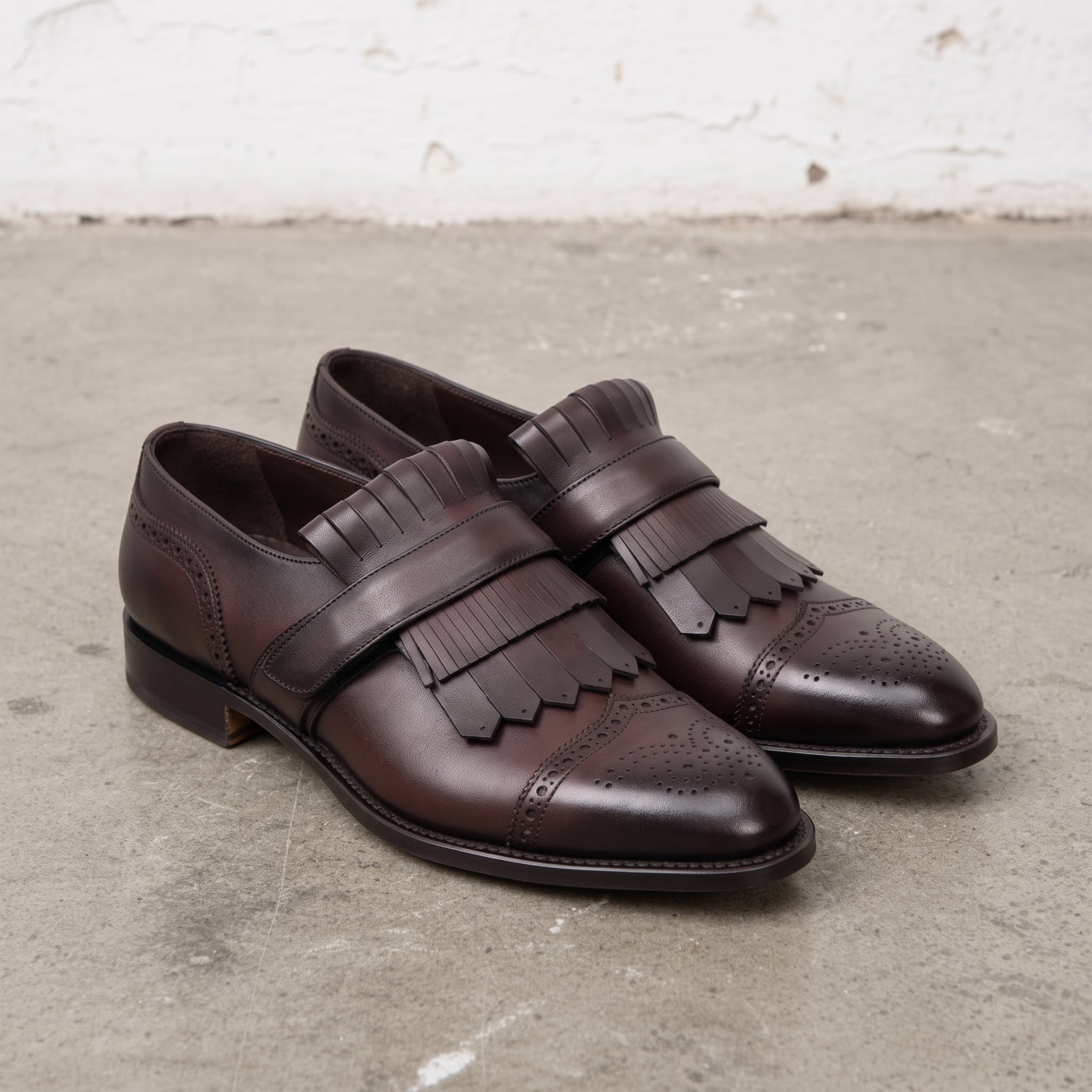 Men's Dark Brown Fringe Leather Kiltie Loafers — Ross
