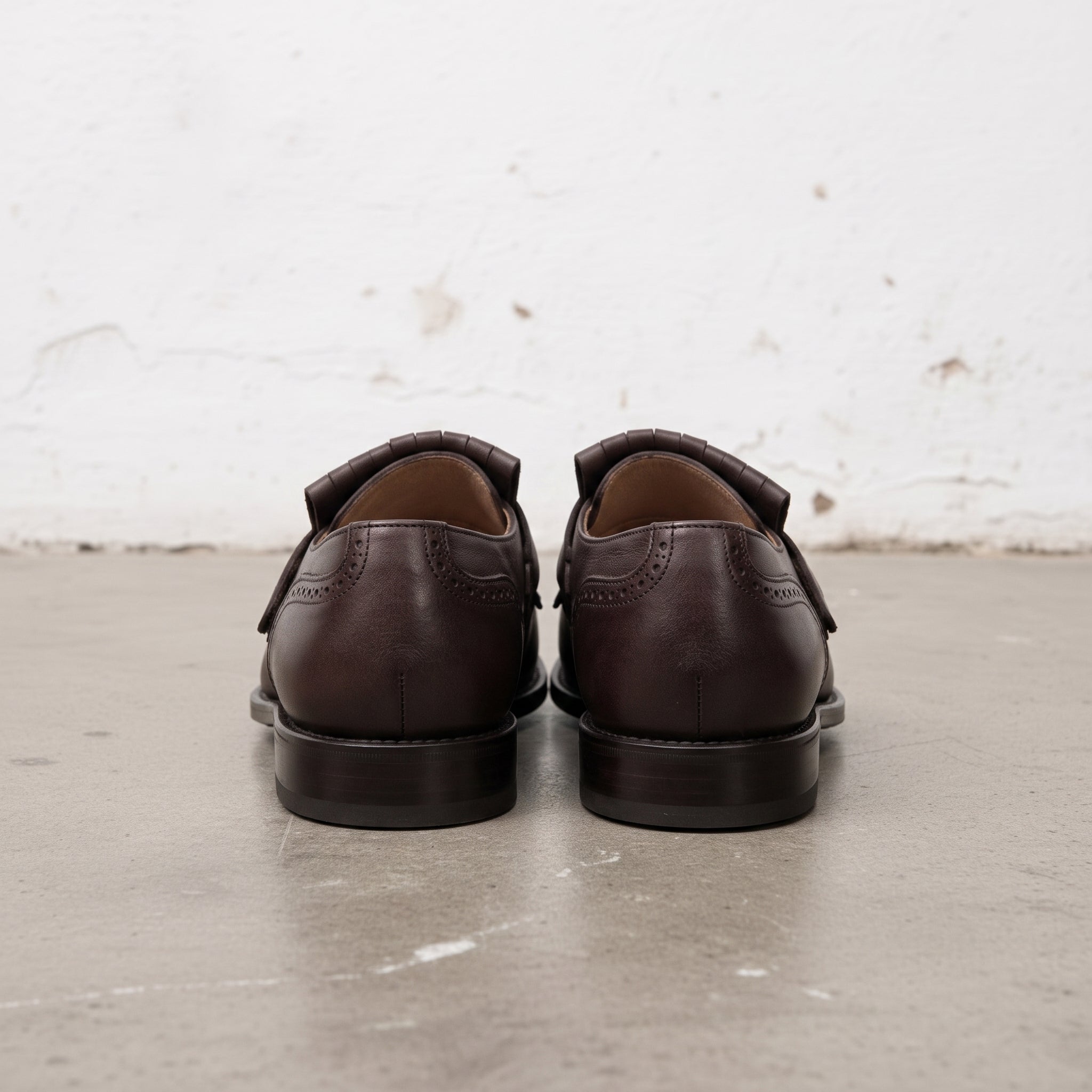 Men's Dark Brown Fringe Leather Kiltie Loafers — Ross