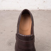 Men's Dark Brown Fringe Leather Kiltie Loafers — Ross