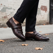 Men's Dark Brown Fringe Leather Kiltie Loafers — Ross