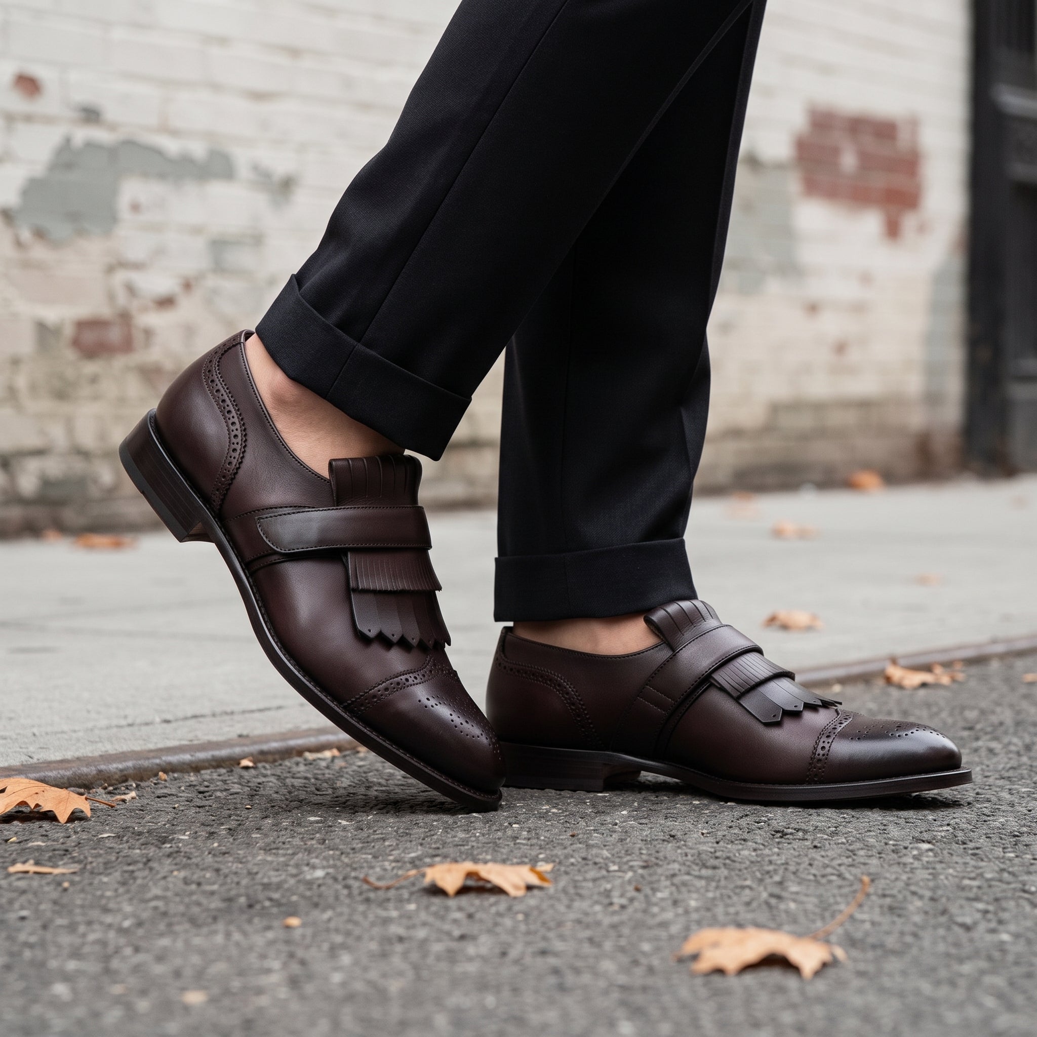 Men's Dark Brown Fringe Leather Kiltie Loafers — Ross