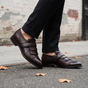 Men's Dark Brown Fringe Leather Kiltie Loafers — Ross