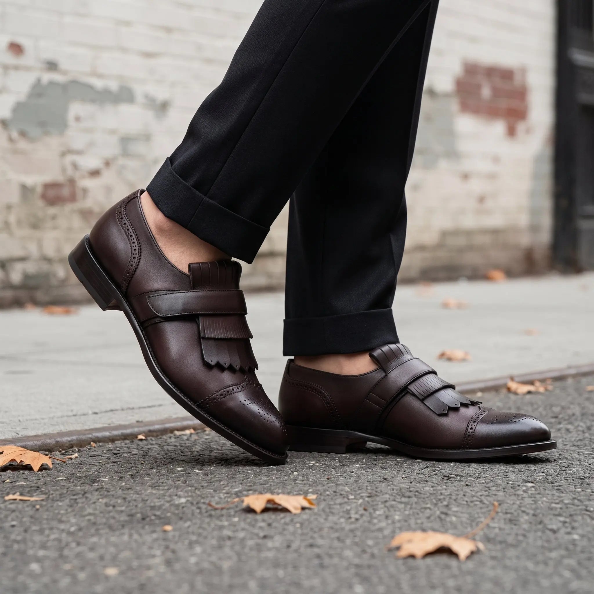 Men's Dark Brown Fringe Leather Kiltie Loafers — Ross