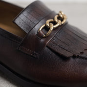 Men's Dark Brown Fringe Leather Loafers — Apsley