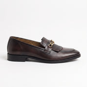 Men's Dark Brown Fringe Leather Loafers — Apsley