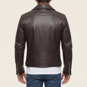 Men's Dark Brown Leather Biker Jacket — Hunter