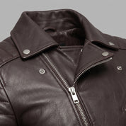Men's Dark Brown Leather Biker Jacket — Hunter