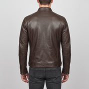 Men's Brown Leather Biker Jacket — Irby