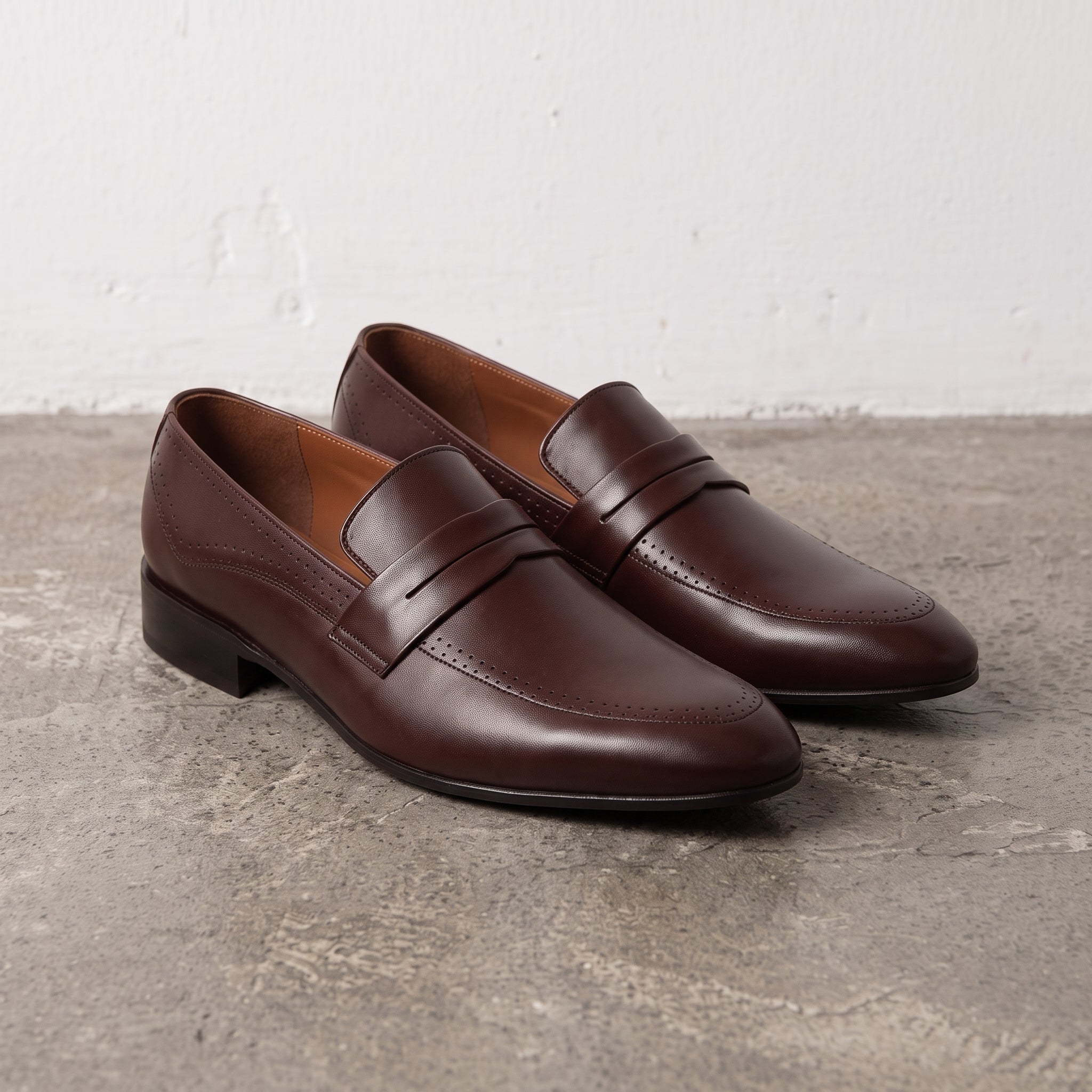 Men's Dark Brown Leather Penny Loafers — Falconer