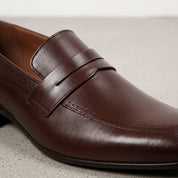 Men's Dark Brown Leather Penny Loafers — Falconer