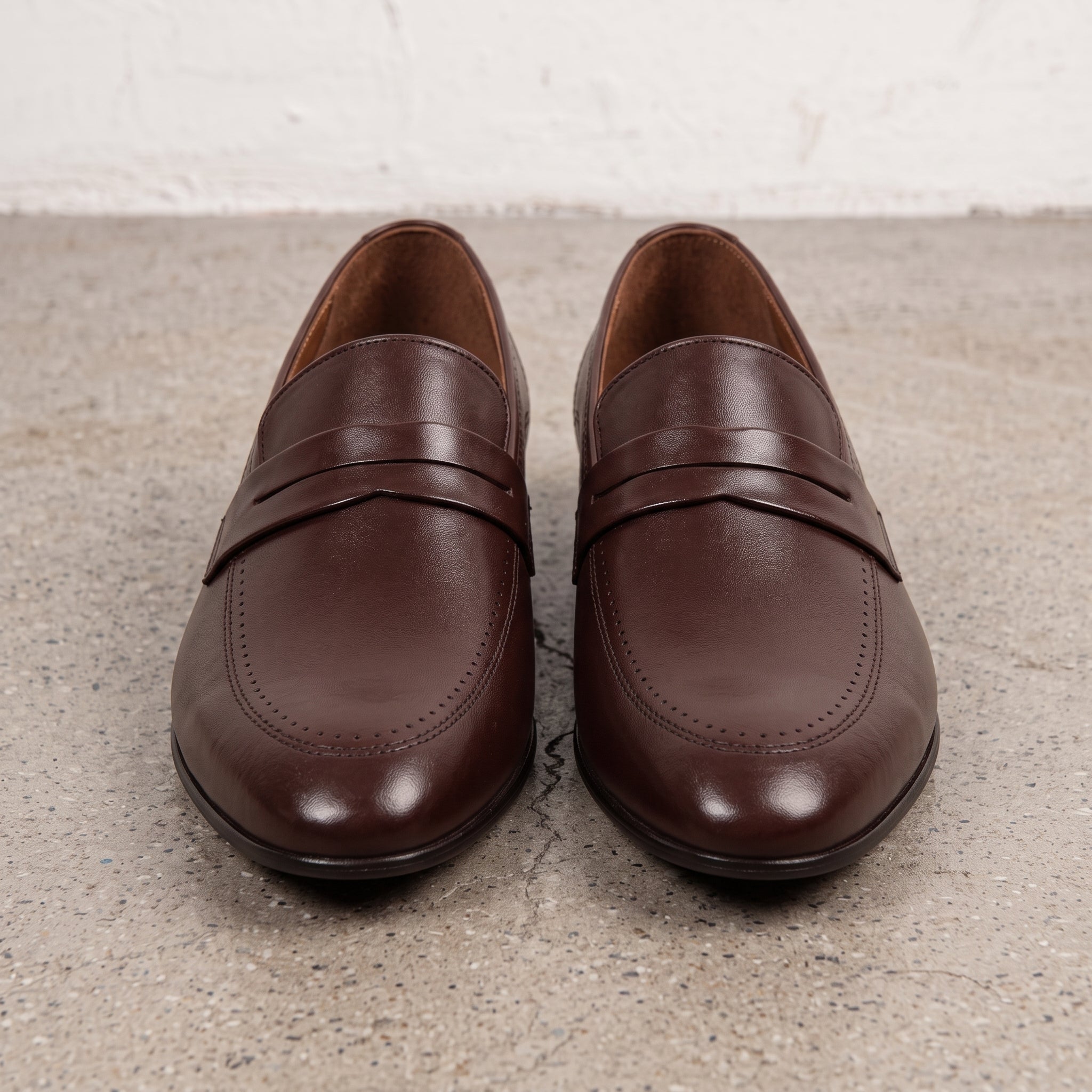 Men's Dark Brown Leather Penny Loafers — Falconer