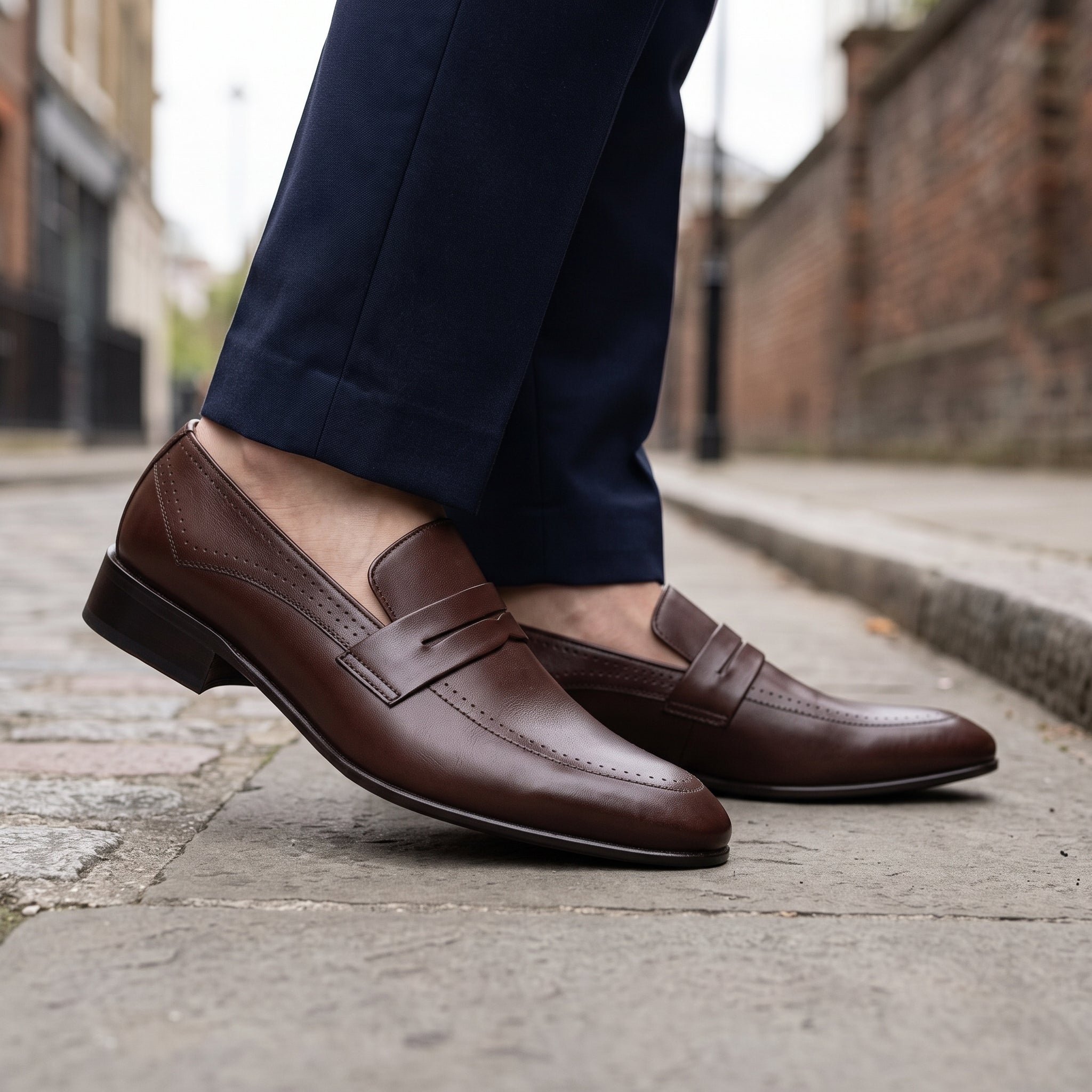 Men's Dark Brown Leather Penny Loafers — Falconer
