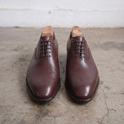 Men's Dark Brown Plain-Toe Leather Oxfords — Burnley