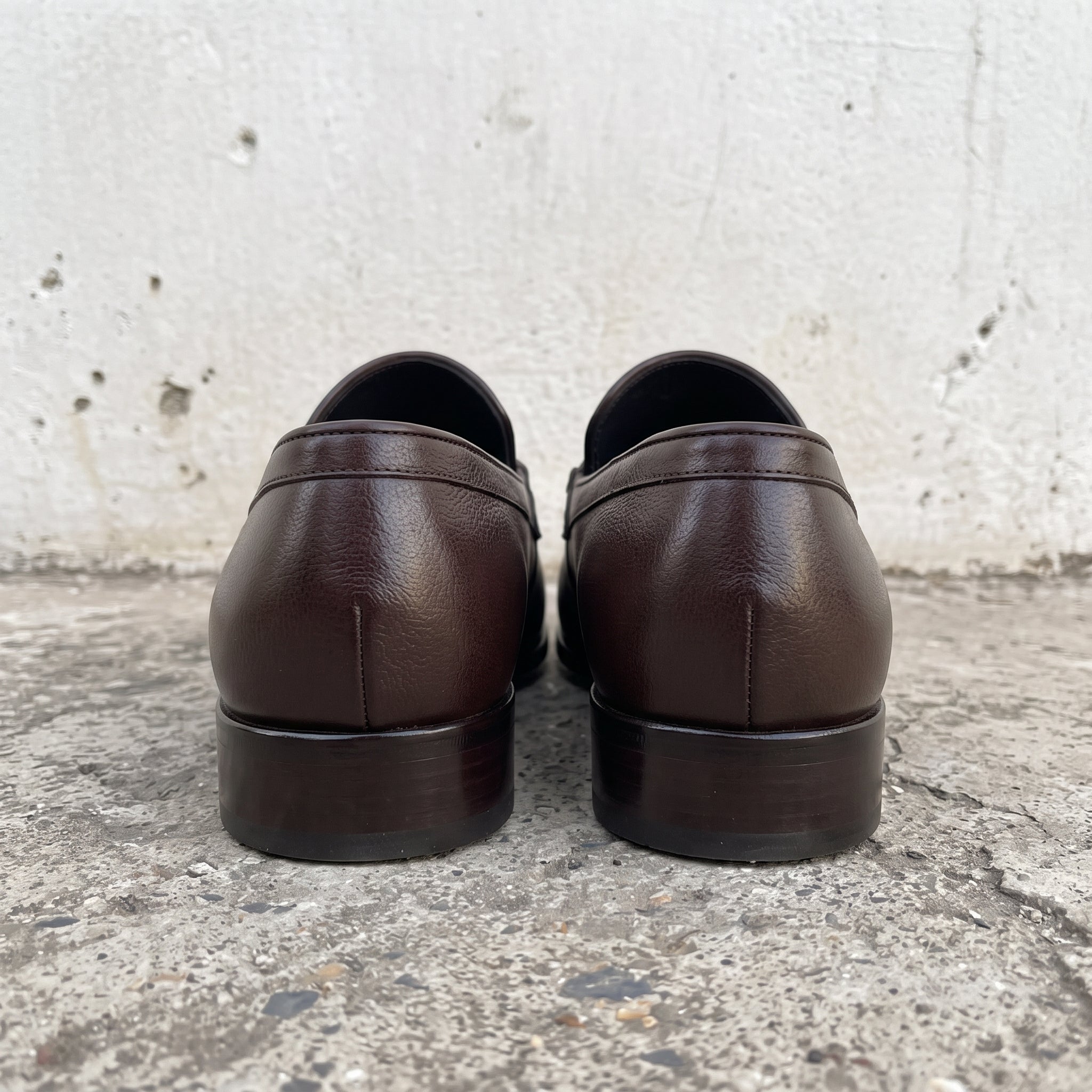 Men's Dark Brown Pebbled Leather Buckle Loafers — Radclyffe