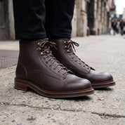 Men's Dark Brown Pebbled Leather Monkey Boots — Brice