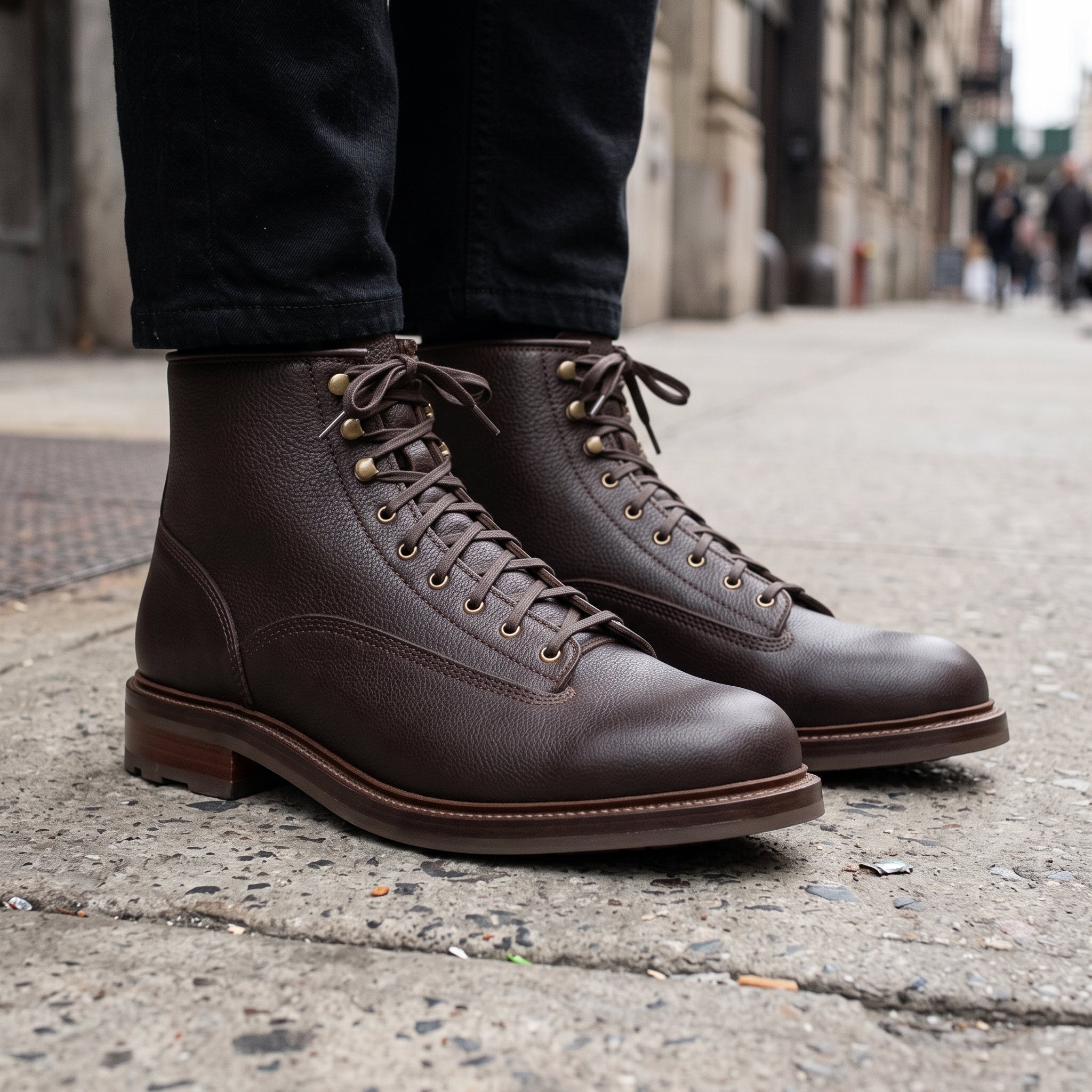 Men's Dark Brown Pebbled Leather Monkey Boots — Brice