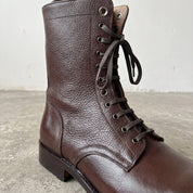 Men's Dark Brown Pebbled Leather Combat Boots — Gaston