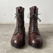 Men's Dark Brown Pebbled Leather Combat Boots — Gaston