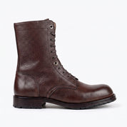 Men's Dark Brown Pebbled Leather Combat Boots — Gaston