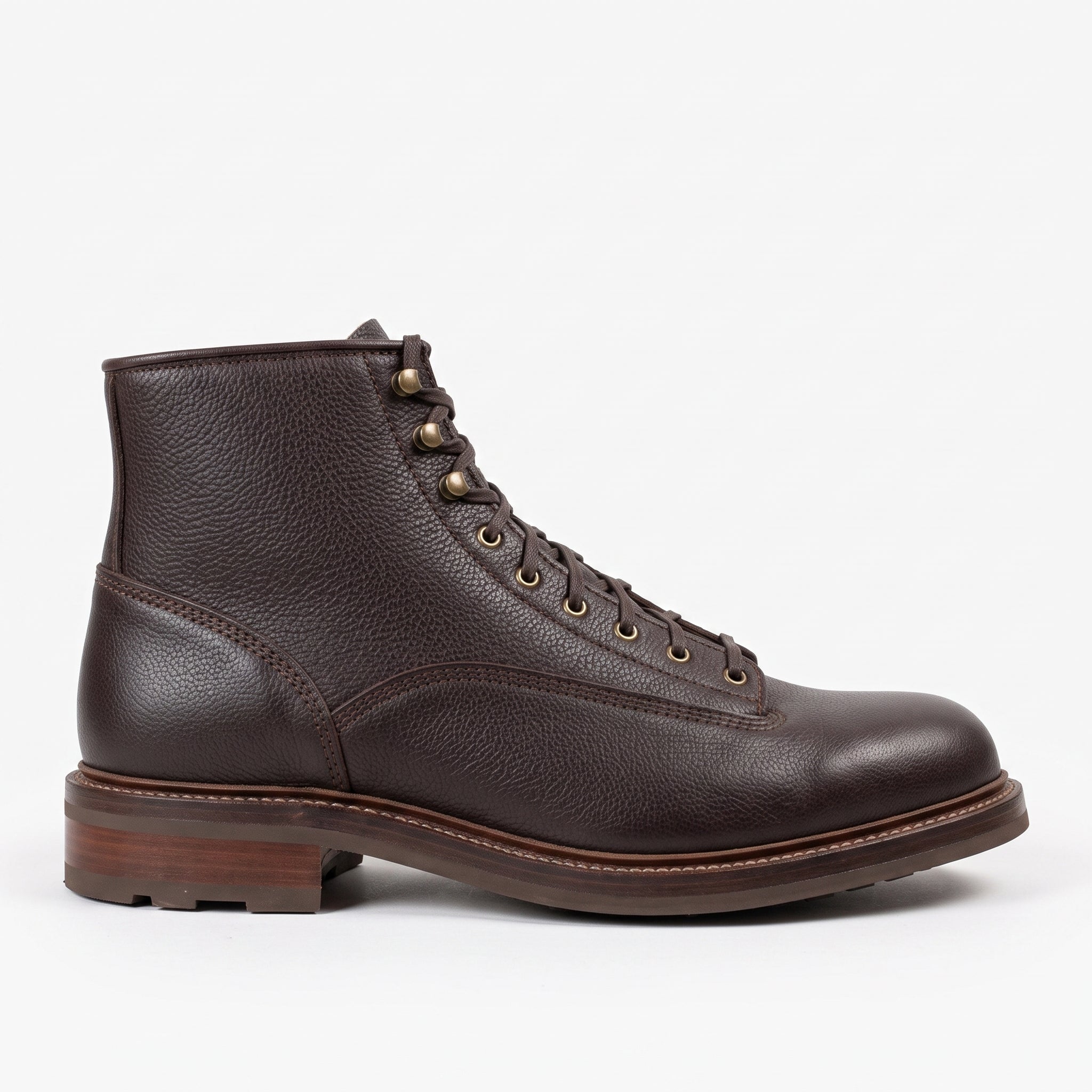 Men's Dark Brown Pebbled Leather Monkey Boots — Brice