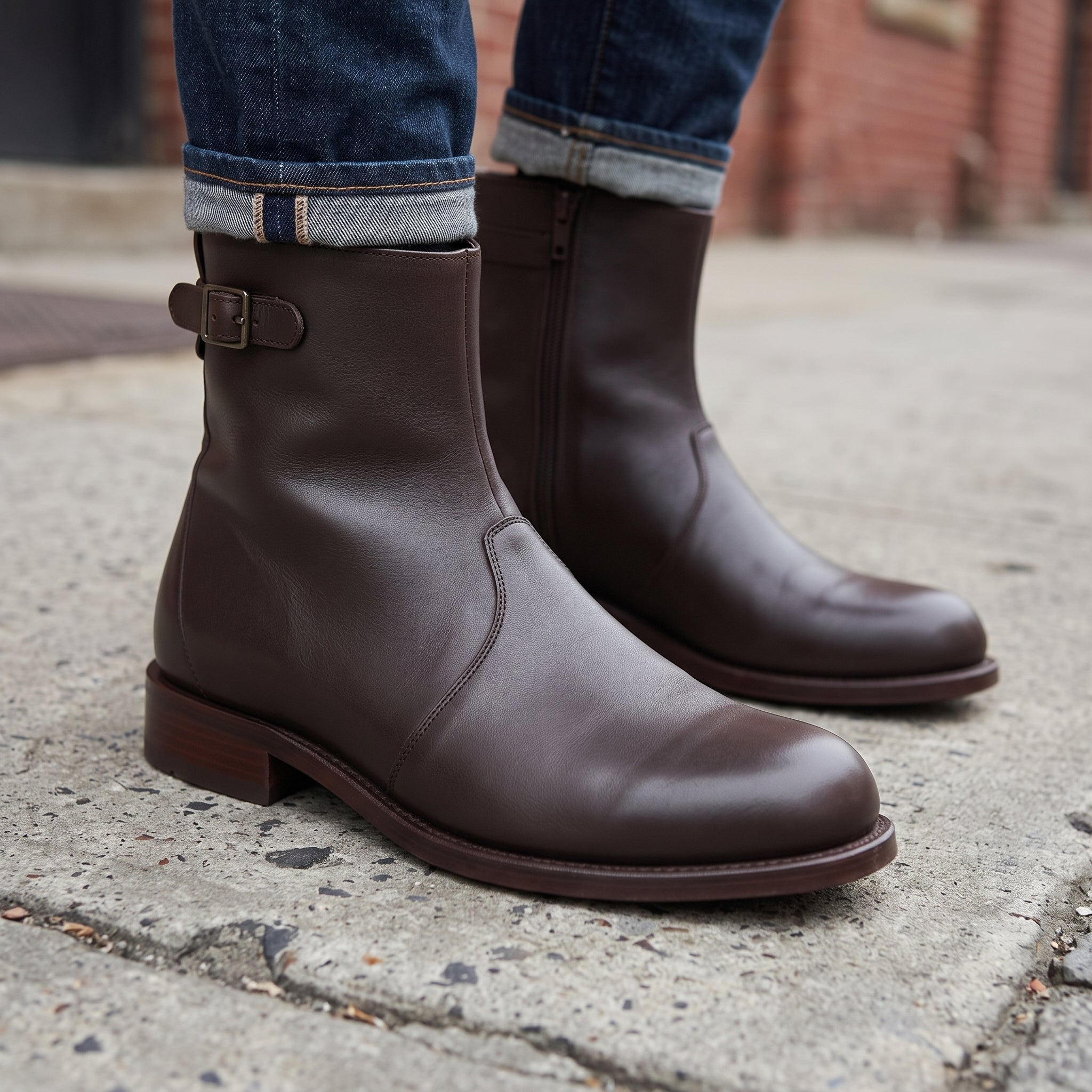 Men's Dark Brown Plain-Toe Leather Ankle Boots — Beckington