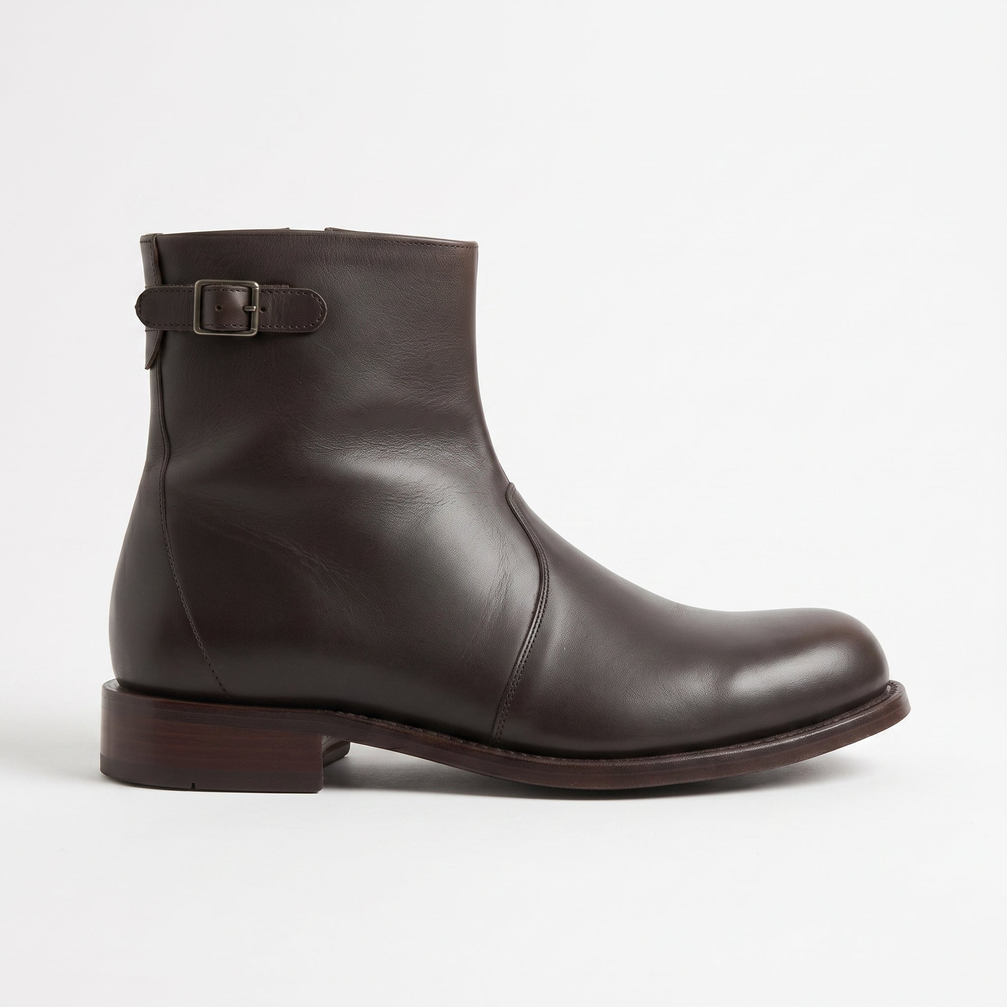 Men's Dark Brown Plain-Toe Leather Ankle Boots — Beckington