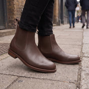 Men's Dark Brown Plain-Toe Leather Chelsea Boots — Frickley
