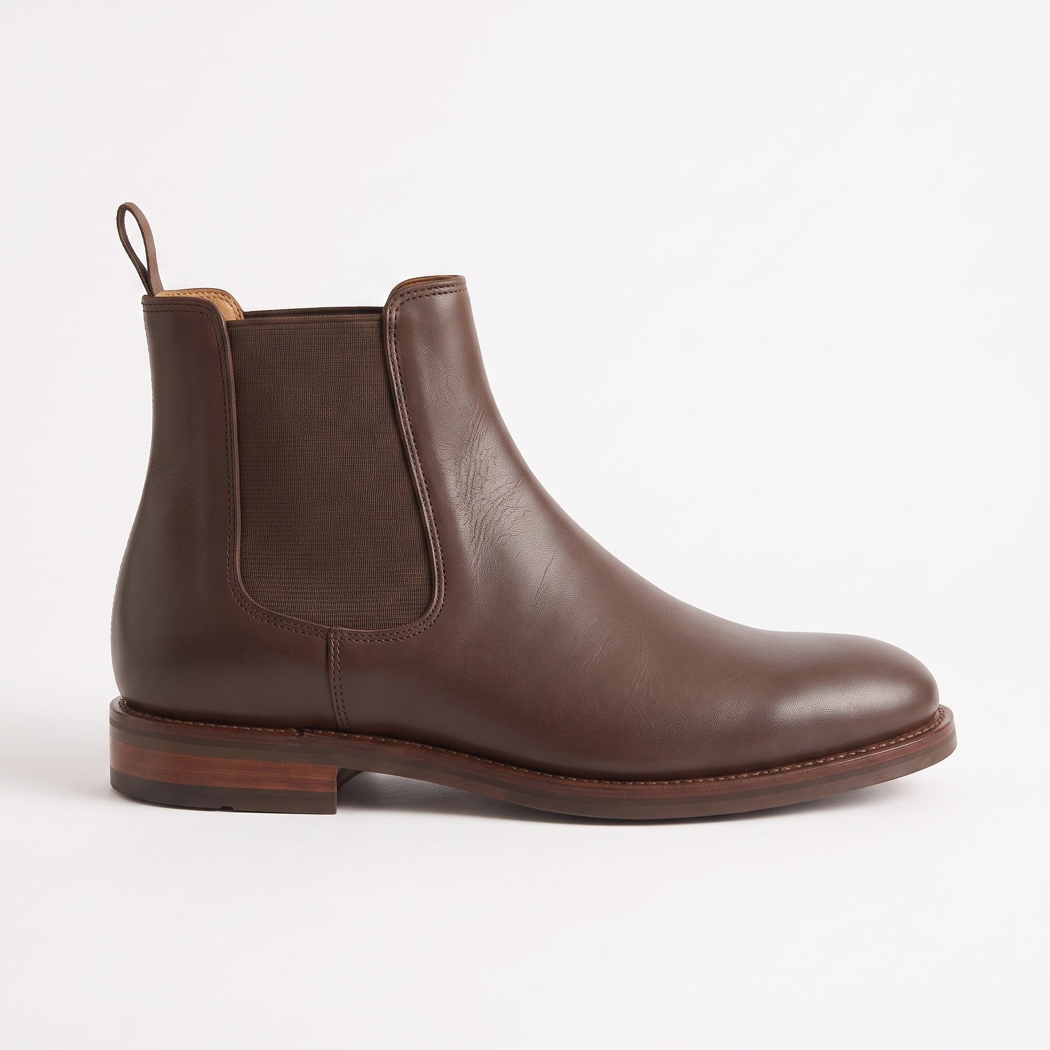 Men's Dark Brown Plain-Toe Leather Chelsea Boots — Frickley