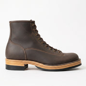 Men's Dark Brown Plain-Toe Leather Lace-Up Boots — Sumner