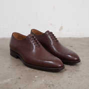 Men's Dark Brown Plain-Toe Leather Oxfords — Burnley