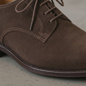 Men's Dark Brown Plain-Toe Suede Oxfords — Pinfold — Pinfold
