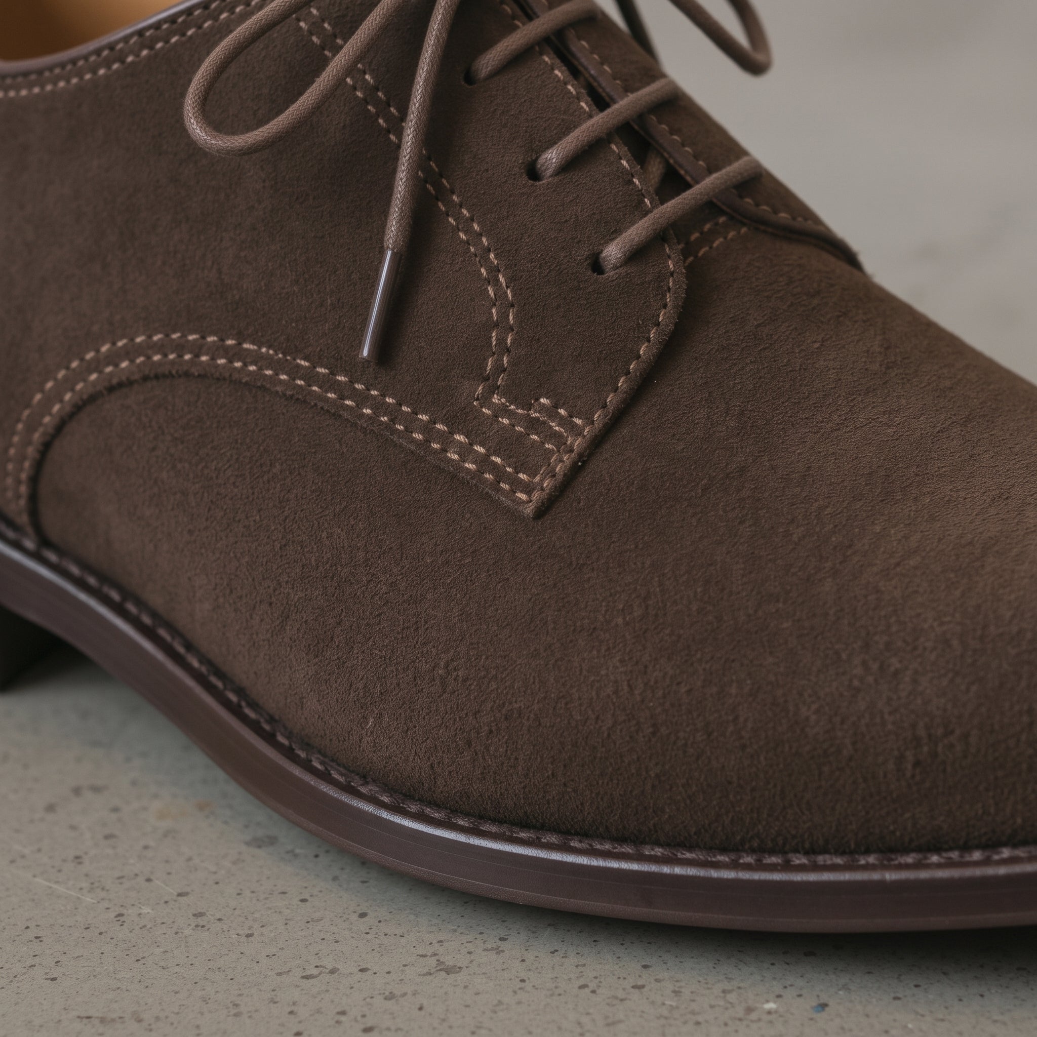 Men's Dark Brown Plain-Toe Suede Oxfords — Pinfold — Pinfold