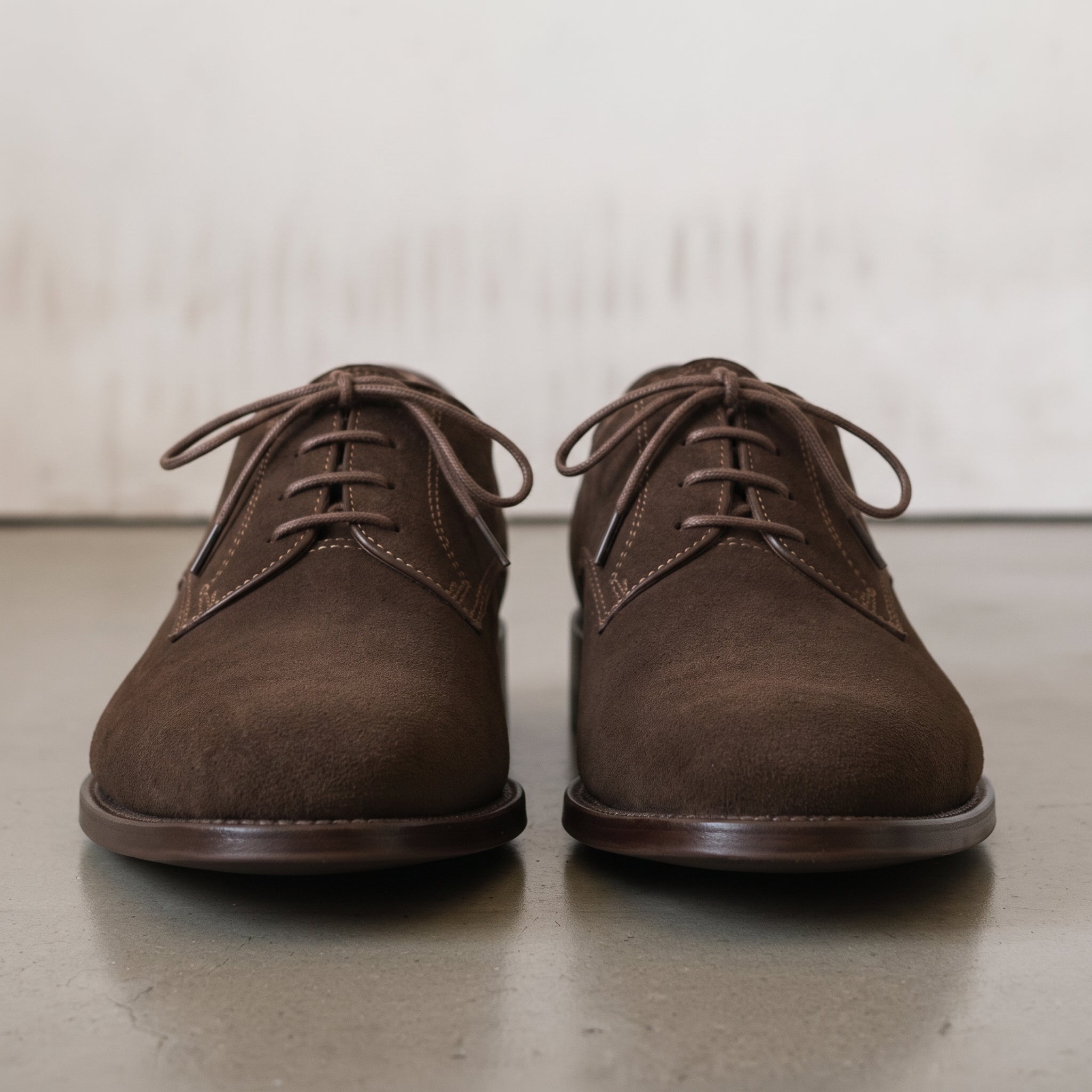 Men's Dark Brown Plain-Toe Suede Oxfords — Pinfold — Pinfold