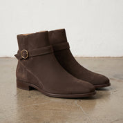 Men's Dark Brown Plain-Toe Suede Jodhpur Boots — Elmhurst