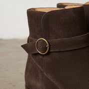 Men's Dark Brown Plain-Toe Suede Jodhpur Boots — Elmhurst