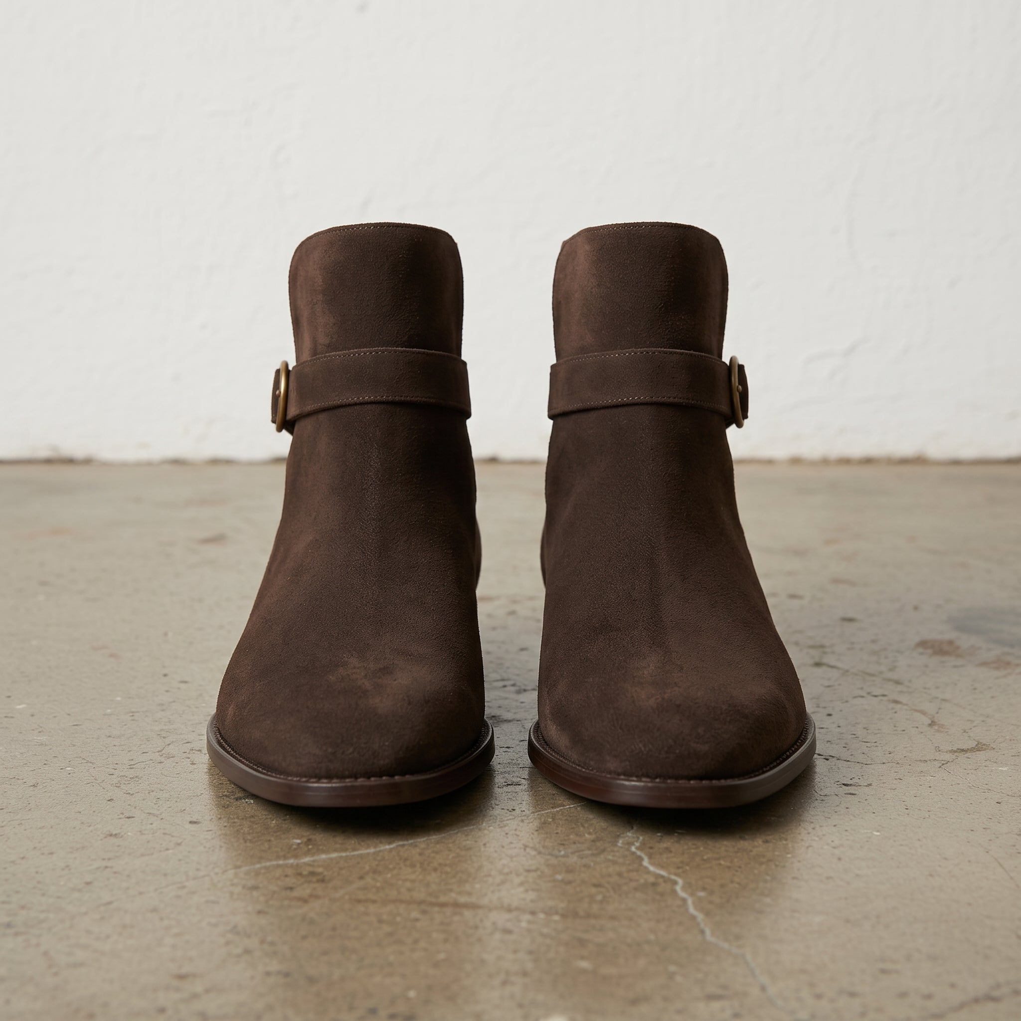 Men's Dark Brown Plain-Toe Suede Jodhpur Boots — Elmhurst