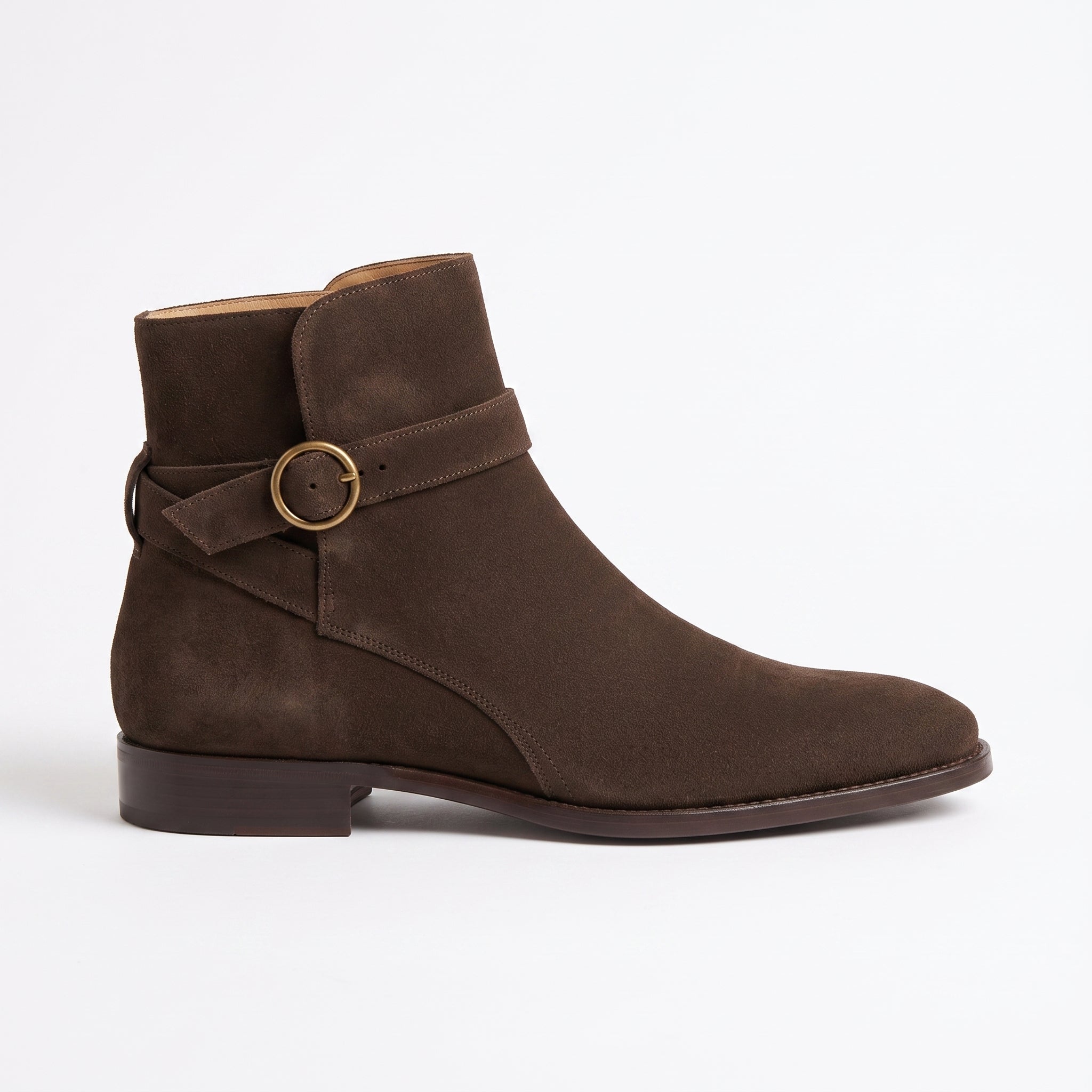 Men's Dark Brown Plain-Toe Suede Jodhpur Boots — Elmhurst