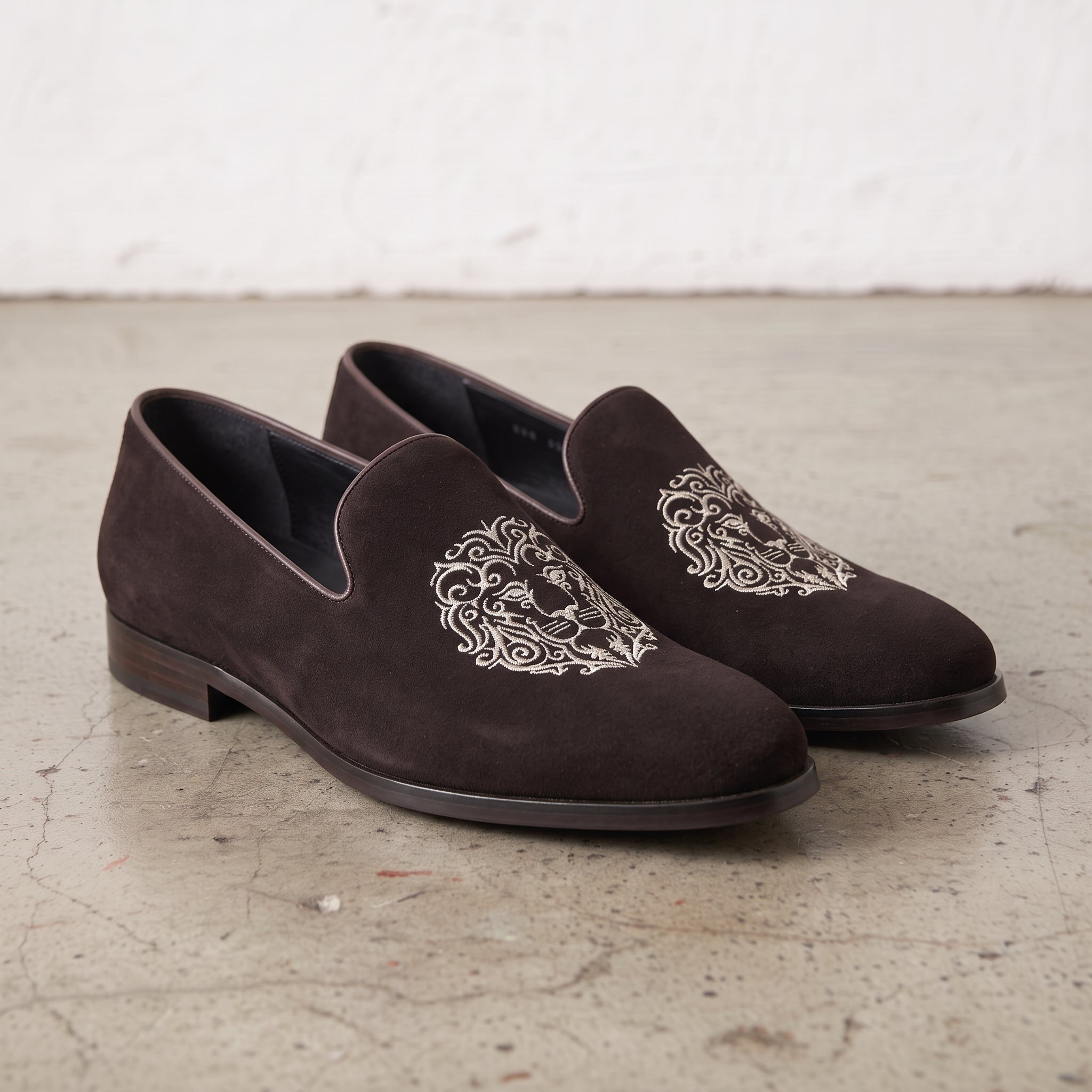 Men's Dark Brown Plain-Toe Suede Loafers — Aubrey