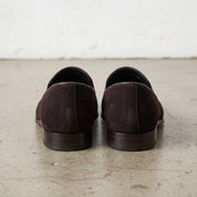 Men's Dark Brown Plain-Toe Suede Loafers — Aubrey