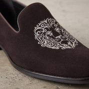 Men's Dark Brown Plain-Toe Suede Loafers — Aubrey