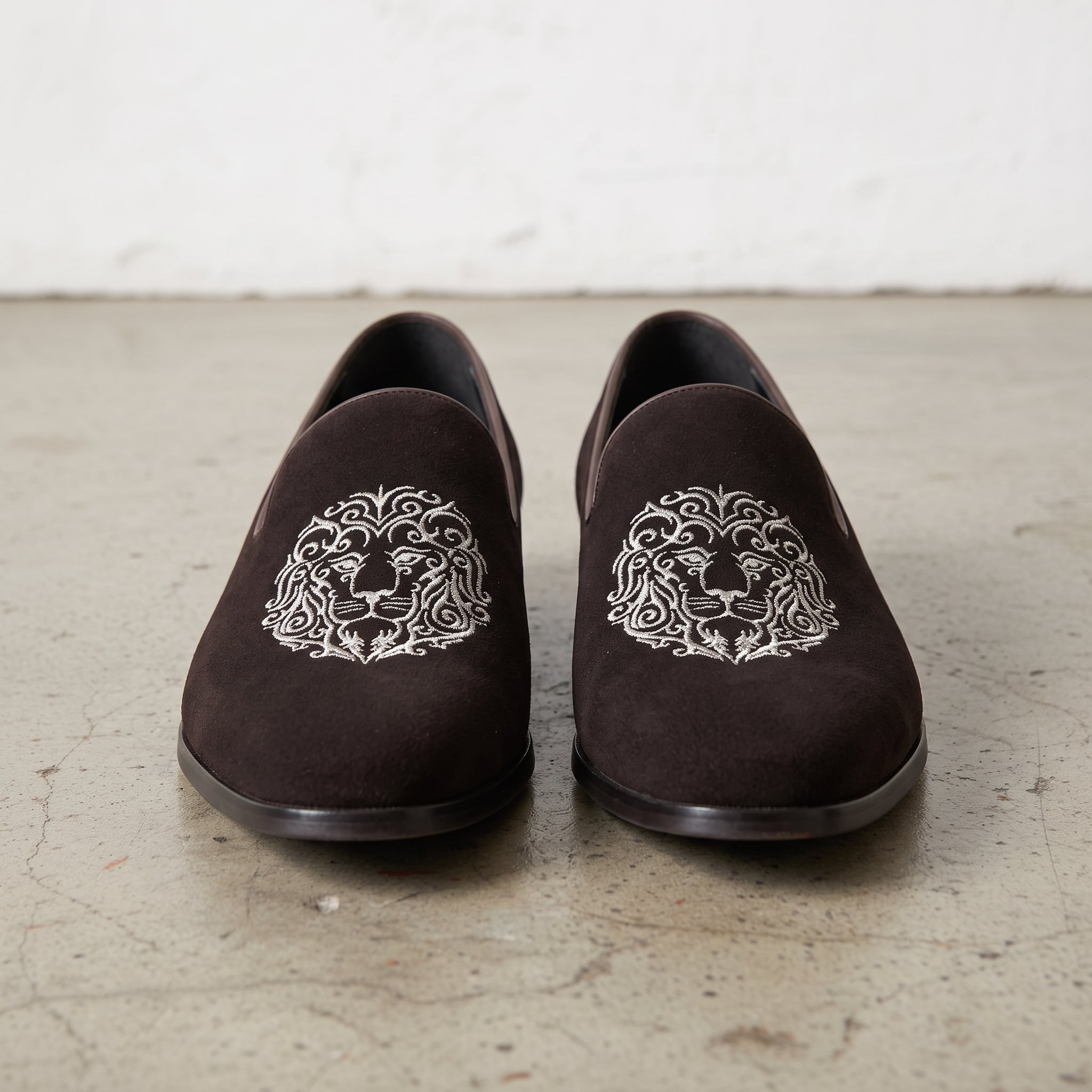 Men's Dark Brown Plain-Toe Suede Loafers — Aubrey