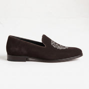 Men's Dark Brown Plain-Toe Suede Loafers — Aubrey