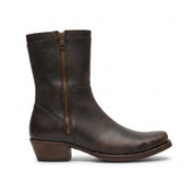 Men's Dark Brown Plain-Toe Leather Biker Boots — Nicolson