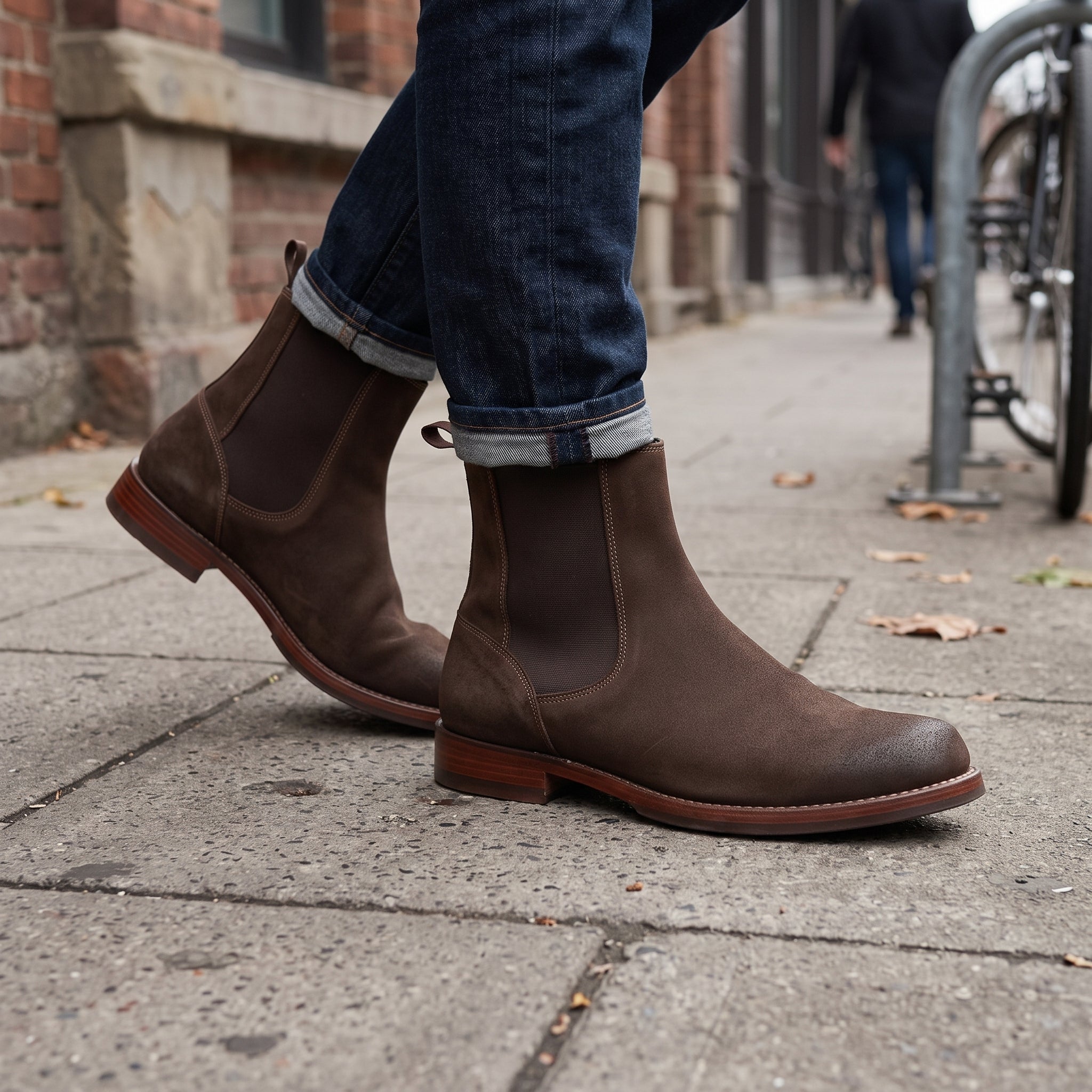 Men's Dark Brown Suede Chelsea Boots — Addingham