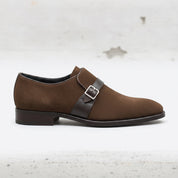 Men's Dark Brown Suede Monk Strap Shoes — Fairfield — Fairfield