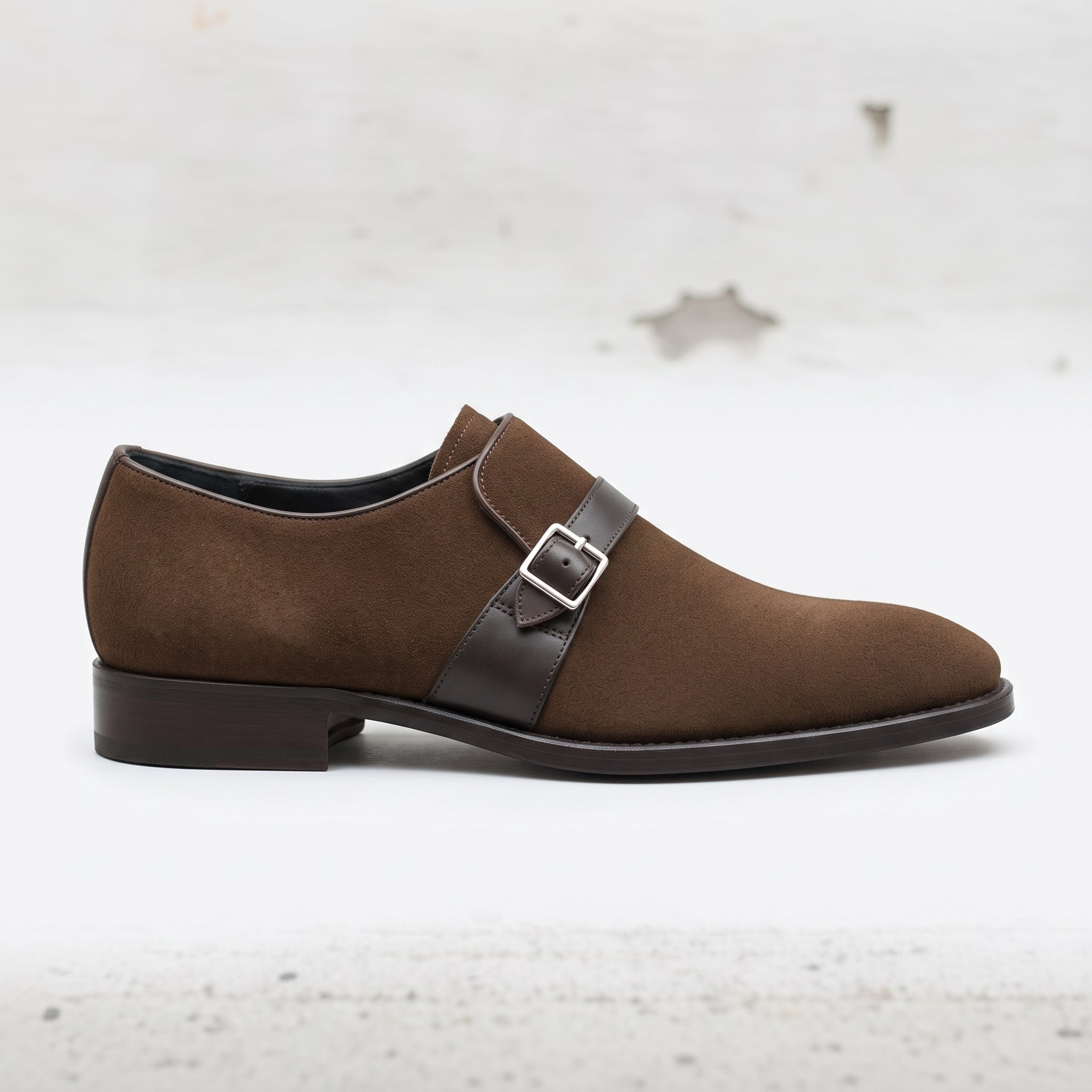Men's Dark Brown Suede Monk Strap Shoes — Fairfield — Fairfield