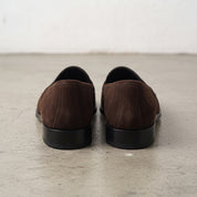 Men's Dark Brown Suede Penny Loafers — Defford